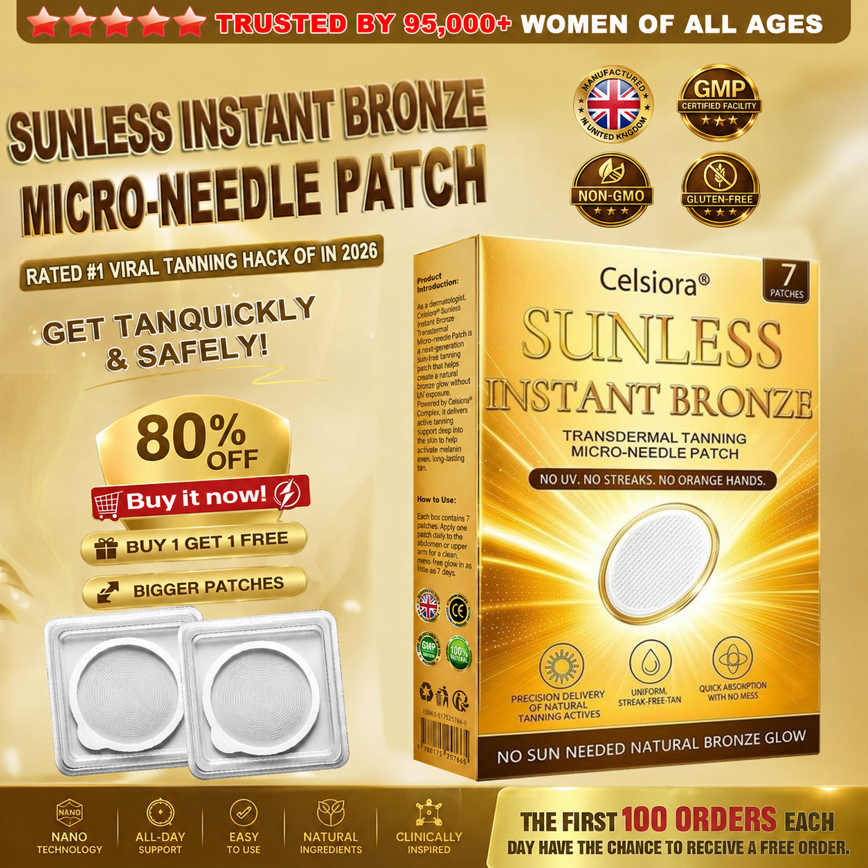 ☀️ ☀️Celsiora® 𝐒𝐮𝐧𝐥𝐞𝐬𝐬 𝐈𝐧𝐬𝐭𝐚𝐧𝐭 𝐁𝐫𝐨𝐧𝐳𝐞 𝐓𝐚𝐧𝐧𝐢𝐧𝐠 𝐌𝐢𝐜𝐫𝐨𝐧𝐞𝐞𝐝𝐥𝐞 𝐏𝐚𝐭𝐜𝐡