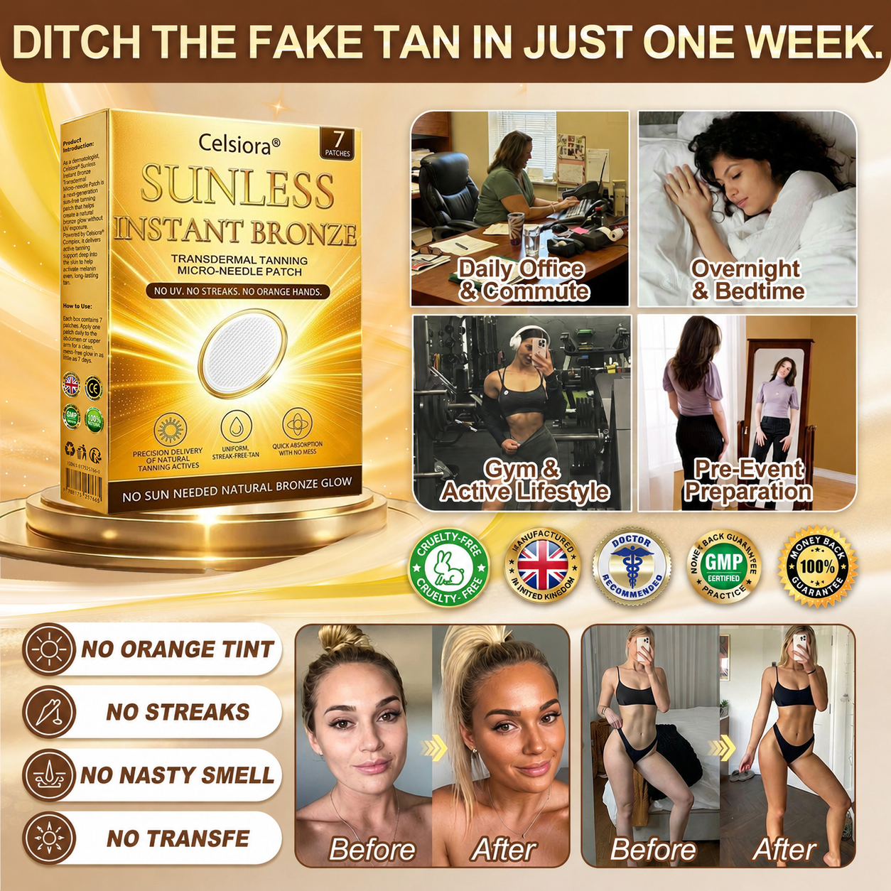 ☀️ ☀️Celsiora® 𝐒𝐮𝐧𝐥𝐞𝐬𝐬 𝐈𝐧𝐬𝐭𝐚𝐧𝐭 𝐁𝐫𝐨𝐧𝐳𝐞 𝐓𝐚𝐧𝐧𝐢𝐧𝐠 𝐌𝐢𝐜𝐫𝐨𝐧𝐞𝐞𝐝𝐥𝐞 𝐏𝐚𝐭𝐜𝐡
